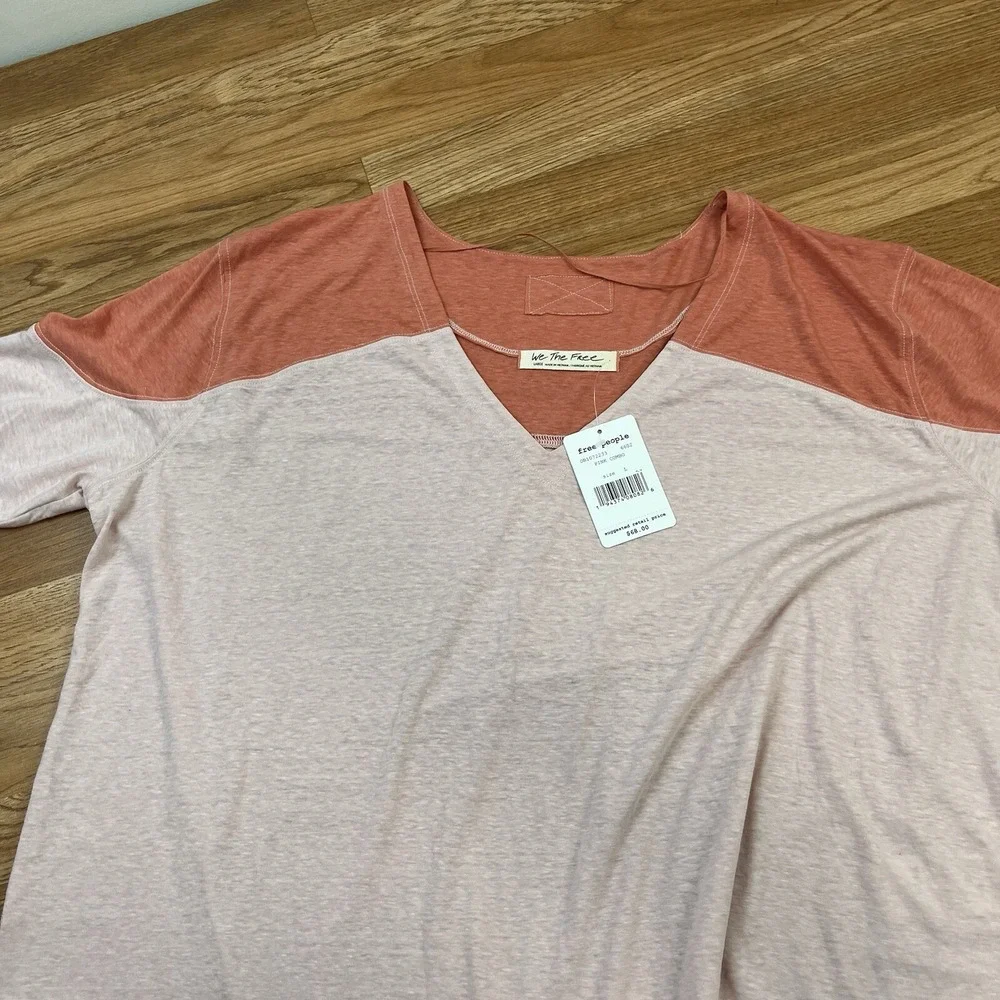 Free People Major League Baseball T-Shirt Pink Oversized Women's Large NEW‎